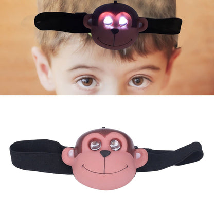 Kids Headlamp Monkey Appearance 2 Lighting Modes Battery Powered Lightweight Plastic LED Headlight for V1294-YM0523-3119220017411