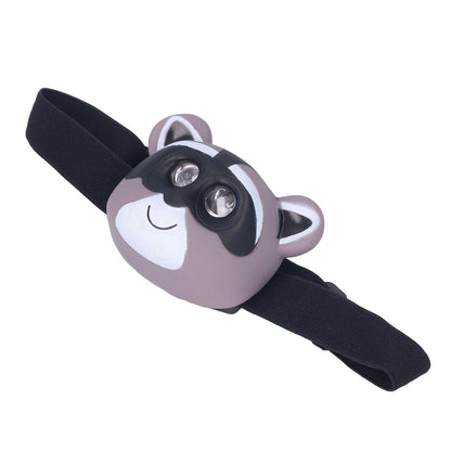 Kids Headlamp Raccoon Appearance 2 Lighting Modes Lightweight Battery Powered Plastic LED Headlight for V1294-YM0523-3119220017511
