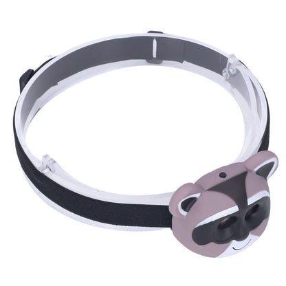 Kids Headlamp Raccoon Appearance 2 Lighting Modes Lightweight Battery Powered Plastic LED Headlight for V1294-YM0523-3119220017511