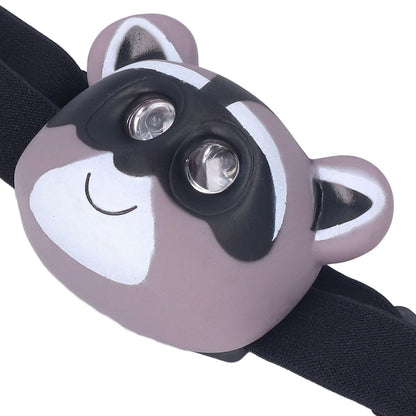 Kids Headlamp Raccoon Appearance 2 Lighting Modes Lightweight Battery Powered Plastic LED Headlight for V1294-YM0523-3119220017511
