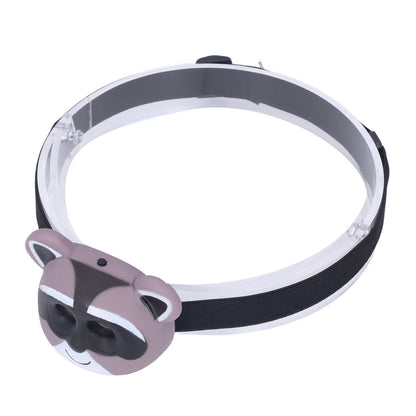 Kids Headlamp Raccoon Appearance 2 Lighting Modes Lightweight Battery Powered Plastic LED Headlight for V1294-YM0523-3119220017511