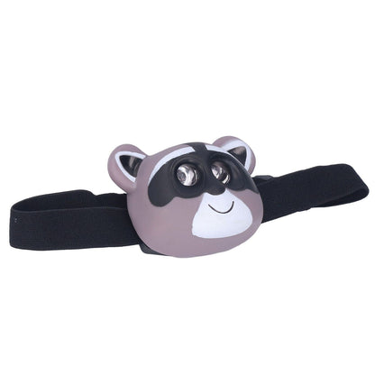 Kids Headlamp Raccoon Appearance 2 Lighting Modes Lightweight Battery Powered Plastic LED Headlight for V1294-YM0523-3119220017511