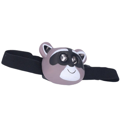Kids Headlamp Raccoon Appearance 2 Lighting Modes Lightweight Battery Powered Plastic LED Headlight for V1294-YM0523-3119220017511