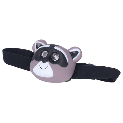 Kids Headlamp Raccoon Appearance 2 Lighting Modes Lightweight Battery Powered Plastic LED Headlight for V1294-YM0523-3119220017511