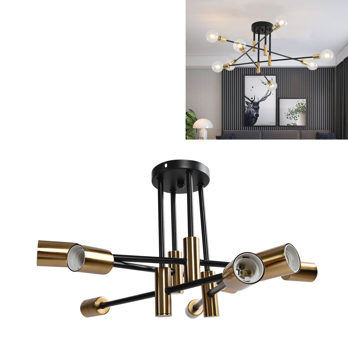 8 Light Ceiling Light Modern E27 Chandelier Lighting for Dining Room Living Room Kitchen Restaurant 110-220V V1294-YM0523-3119220017811