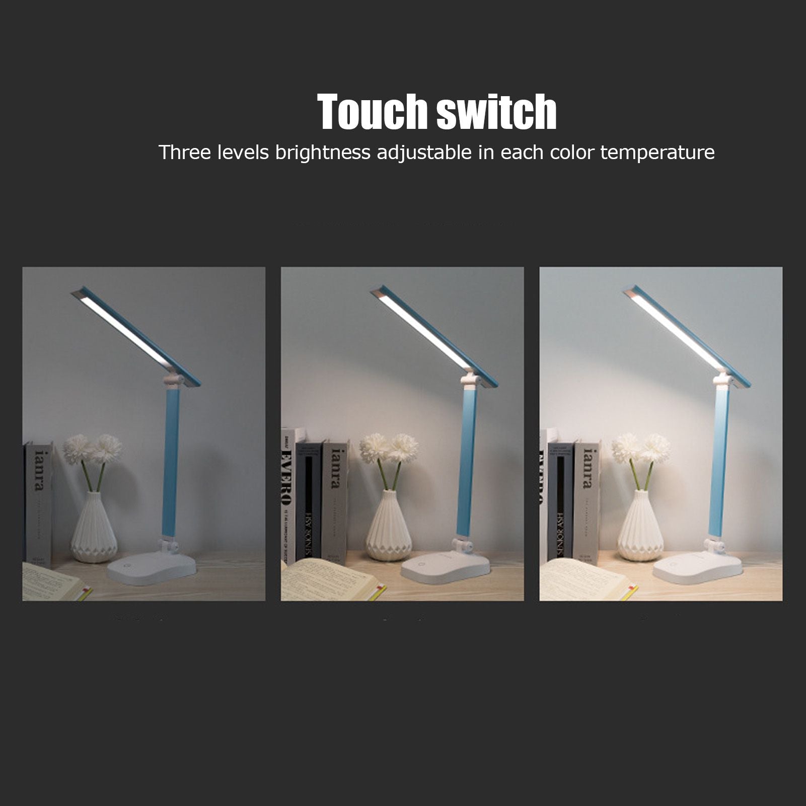 LED Desk Lamp LED USB Charging Warm White Light Three Modes Adjustable Brightness Touch Switch Small Desk Lamp V1294-YM0523-3119220018611