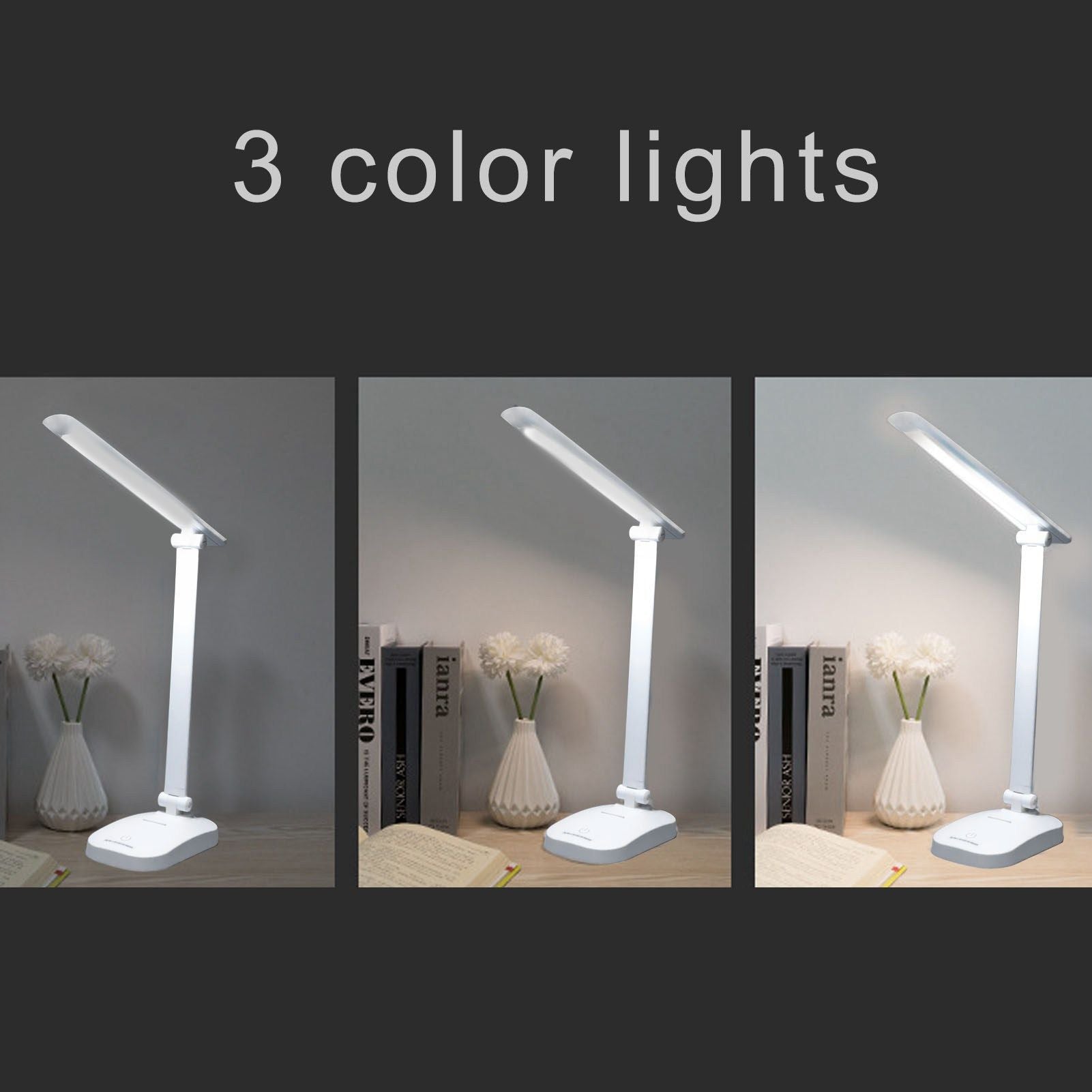 LED Table Lamp Eye Protection Foldable 3 Color Lights USB Rechargeable Table Lamp for Table Workbench Sewing V1294-YM0523-3119220019211