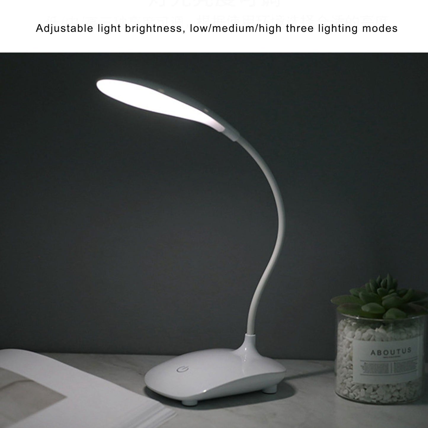 Touch Control LED Desk Table Lamp USB Battery Operated 3 Lighting Modes Flexible Angle for Children Student V1294-YM0523-3119220020311