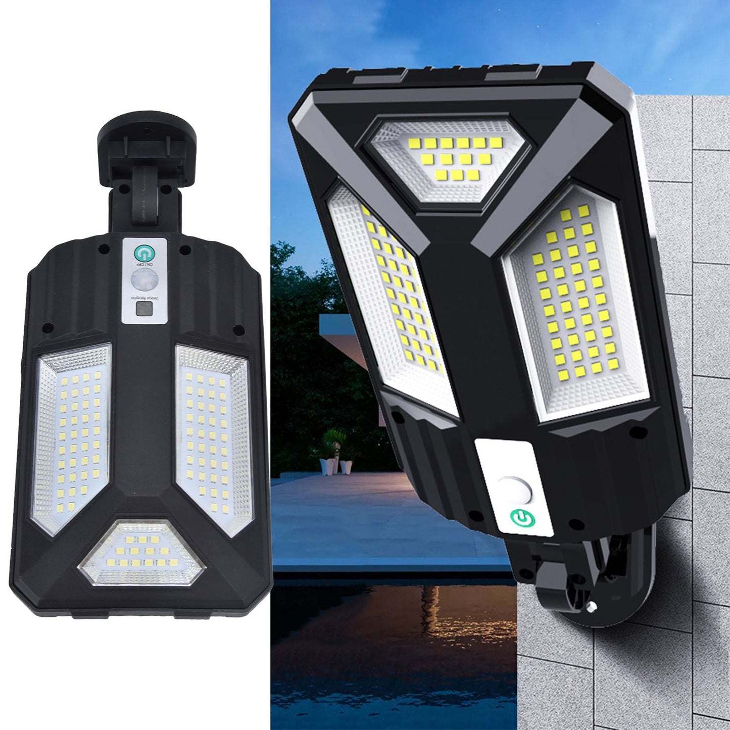 Solar Wall Light IP65 Waterproof 87LED 2400MAH Battery 3000LM Motion Sensor Lamp for Pathway Garden V1294-YM0523-3119220022311