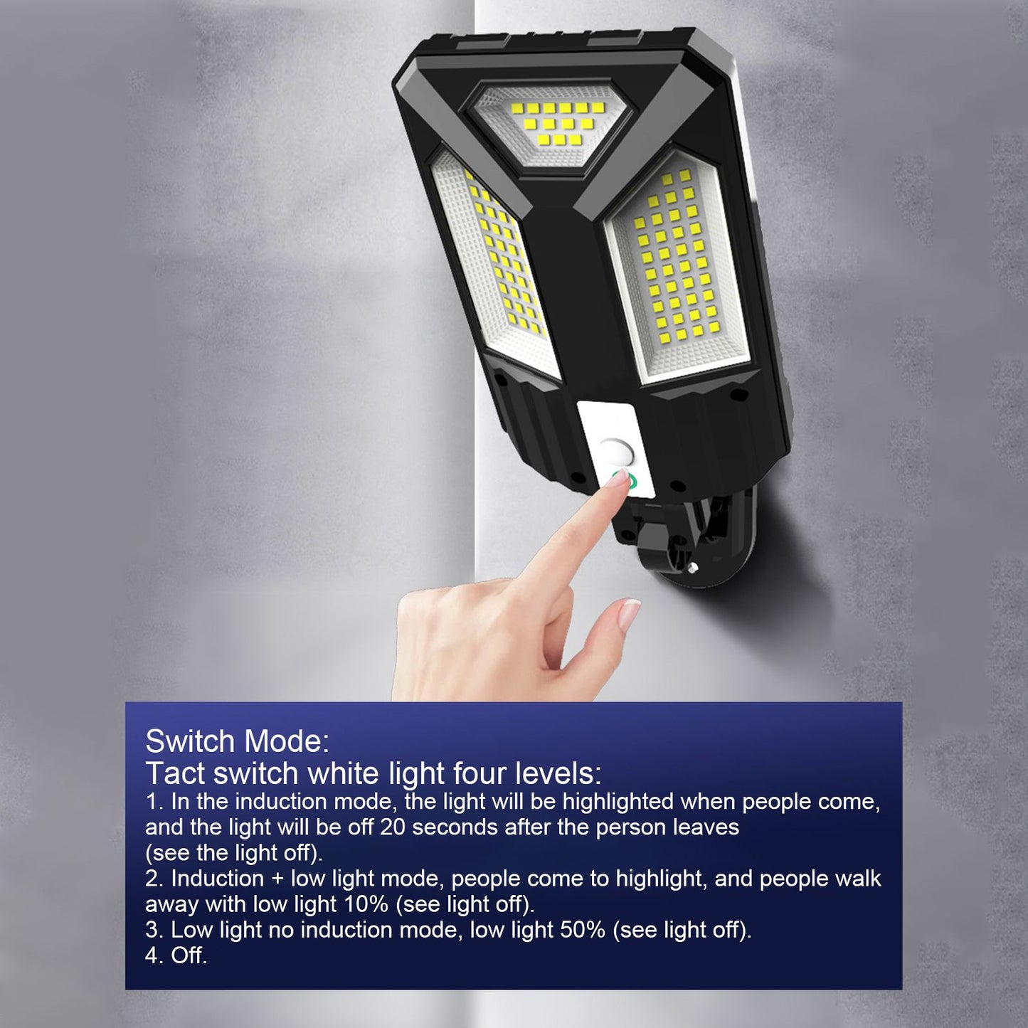 Solar Wall Light IP65 Waterproof 87LED 2400MAH Battery 3000LM Motion Sensor Lamp for Pathway Garden V1294-YM0523-3119220022311