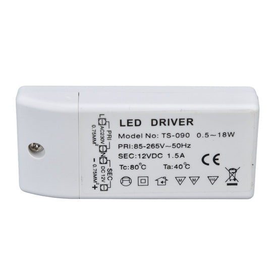 LED Transformer 18W 12VDC 1.5A Constant Current LED Driver for Cabinet Light DIY Lamp AC 85-265V V1294-YM0523-3119220024011