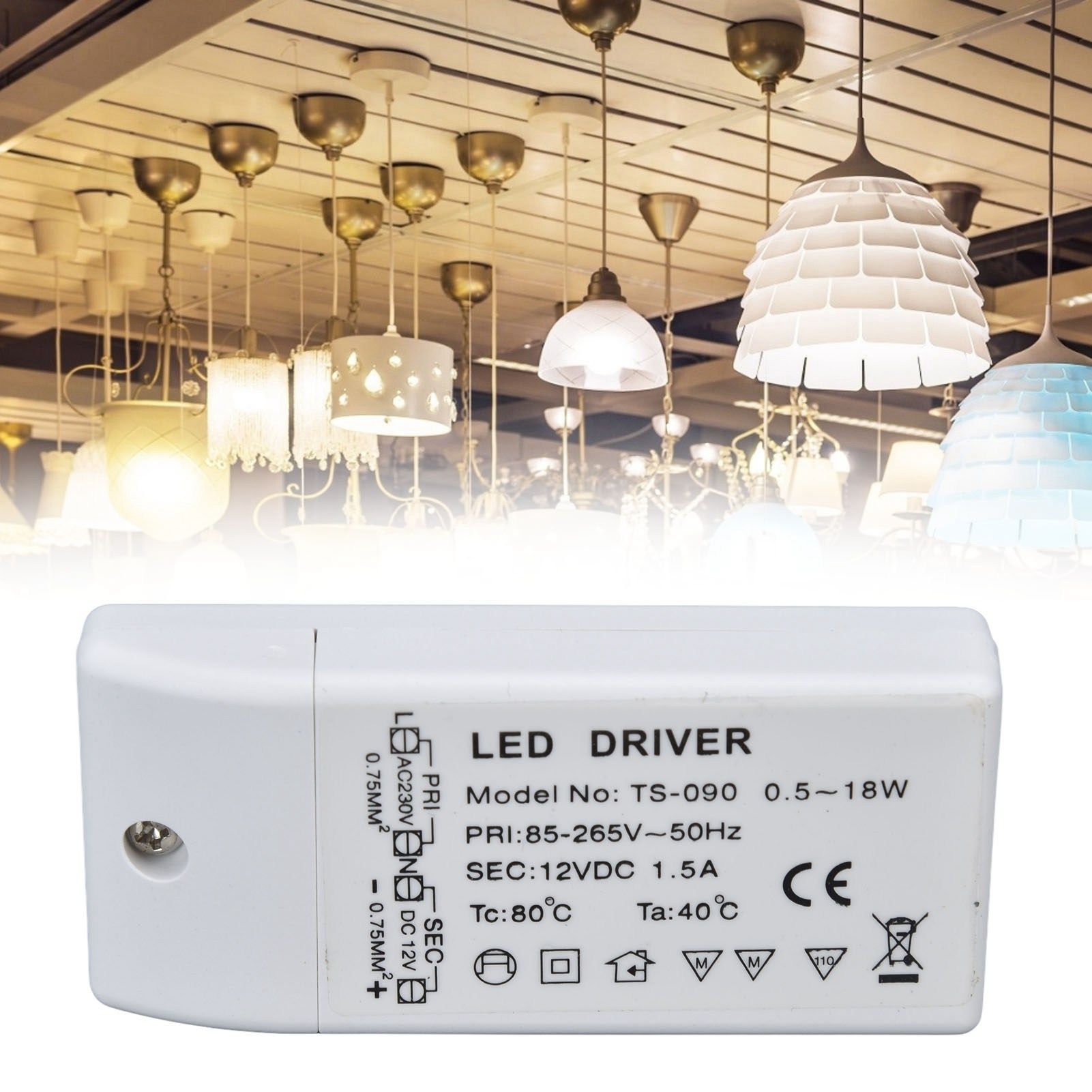 LED Transformer 18W 12VDC 1.5A Constant Current LED Driver for Cabinet Light DIY Lamp AC 85-265V V1294-YM0523-3119220024011