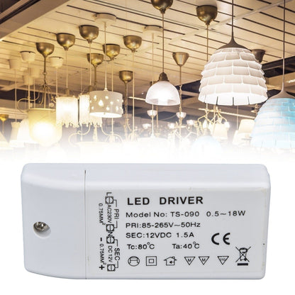 LED Transformer 18W 12VDC 1.5A Constant Current LED Driver for Cabinet Light DIY Lamp AC 85-265V V1294-YM0523-3119220024011