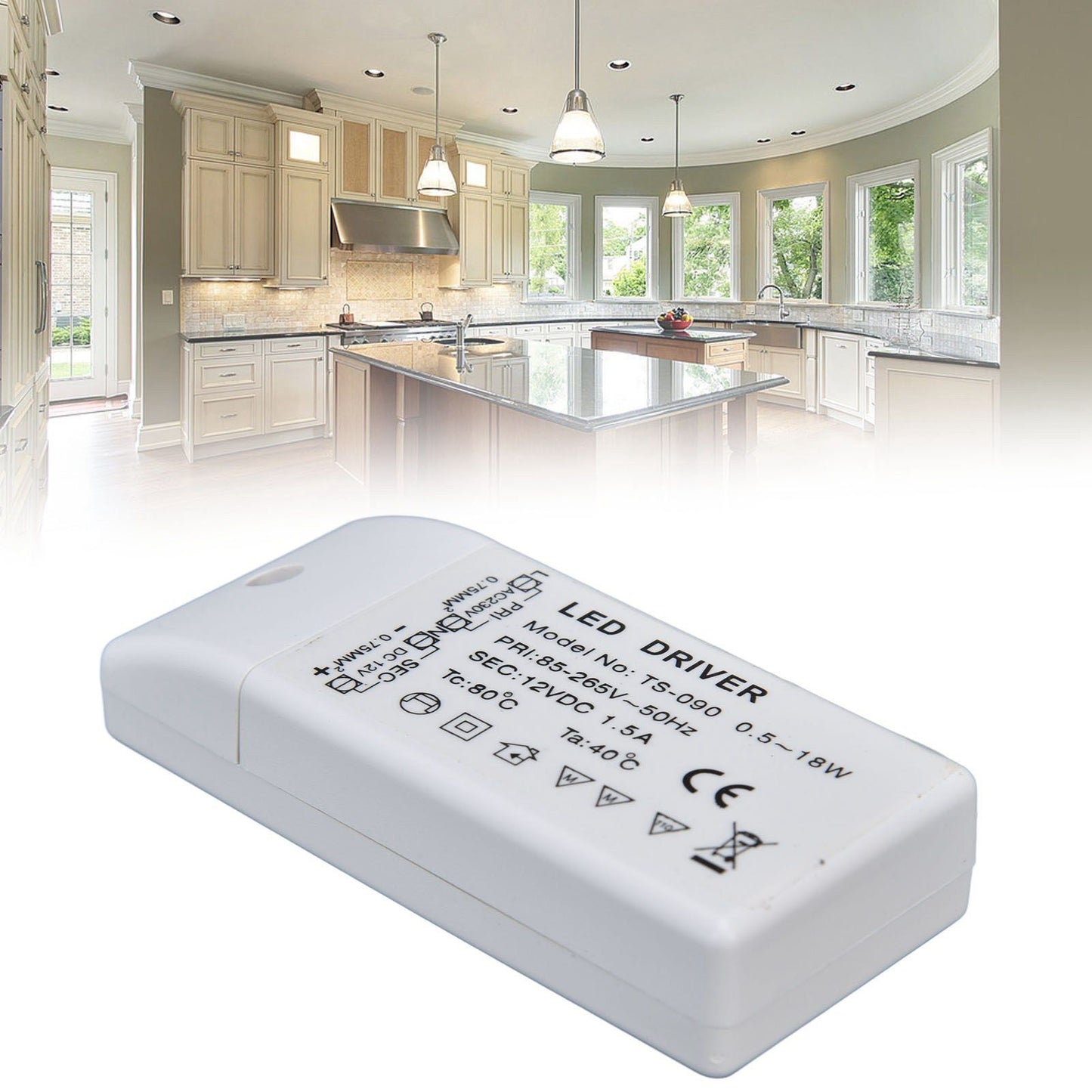 LED Transformer 18W 12VDC 1.5A Constant Current LED Driver for Cabinet Light DIY Lamp AC 85-265V V1294-YM0523-3119220024011