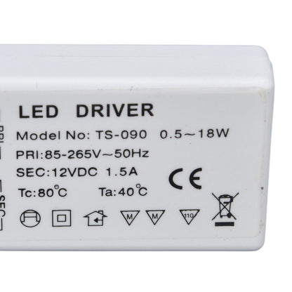 LED Transformer 18W 12VDC 1.5A Constant Current LED Driver for Cabinet Light DIY Lamp AC 85-265V V1294-YM0523-3119220024011