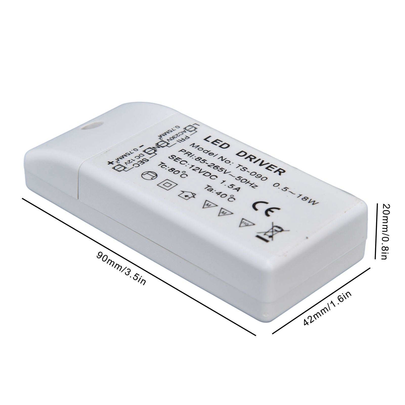 LED Transformer 18W 12VDC 1.5A Constant Current LED Driver for Cabinet Light DIY Lamp AC 85-265V V1294-YM0523-3119220024011