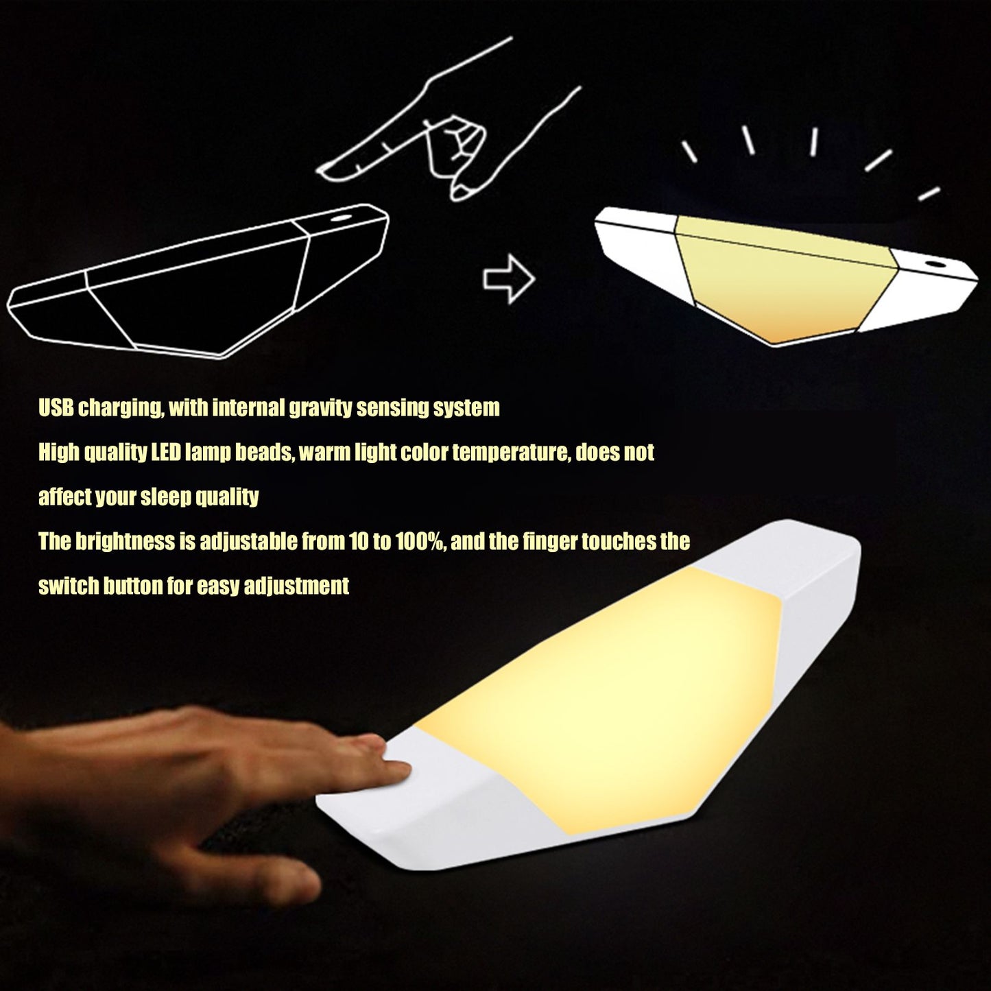 24LED Night Light Bedroom Gravity Sensor Lamp Touch Stepless Dimming Bedside Lamp for Household V1294-YM0523-3119220024611