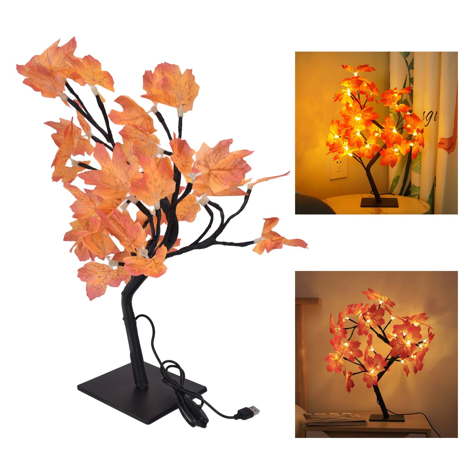 Fall Tree LED 24 Lights Warm Light Beads Romantic Style USB Power Supply Fall Light Up Thanksgiving Tree 5V V1294-YM0523-3119220025011