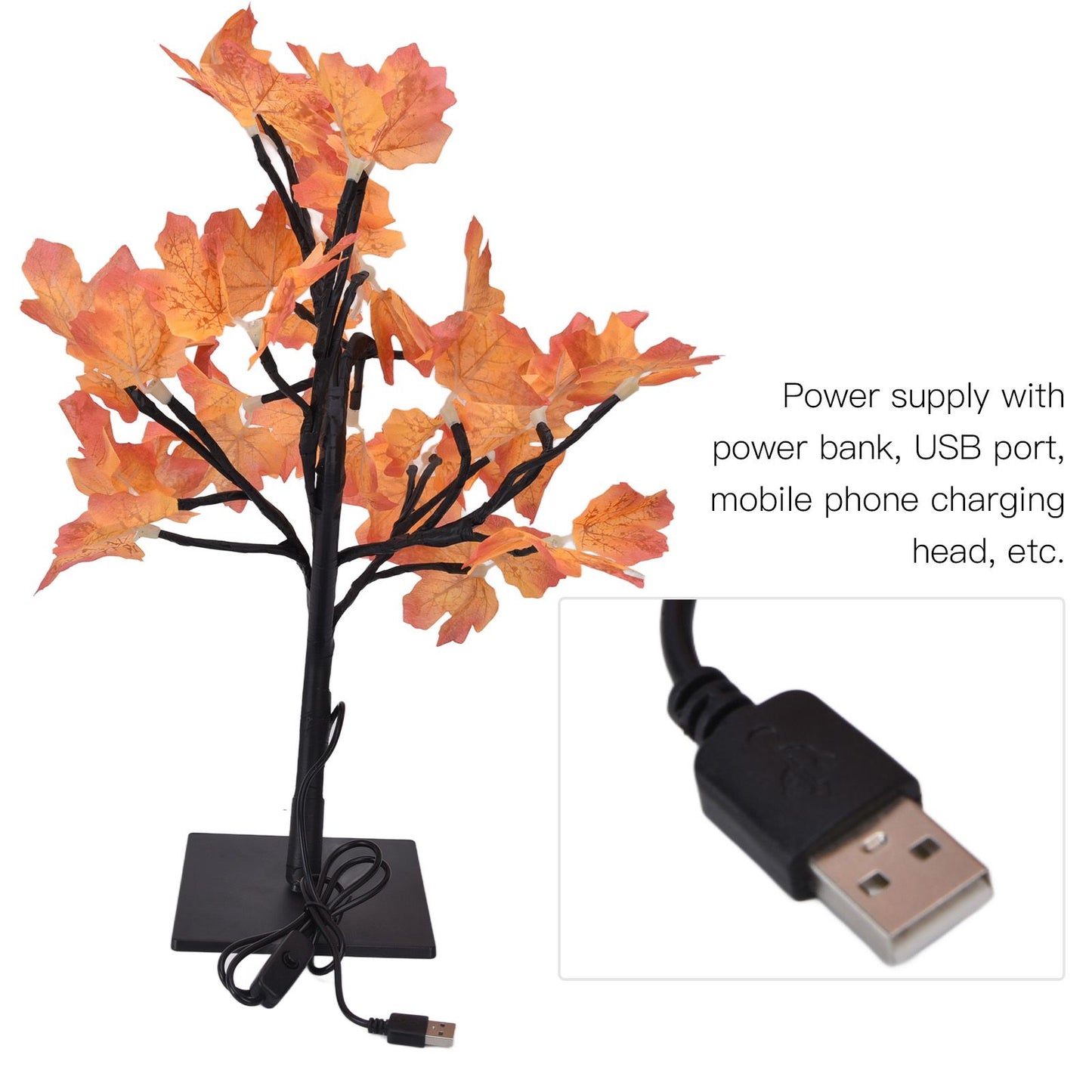 Fall Tree LED 24 Lights Warm Light Beads Romantic Style USB Power Supply Fall Light Up Thanksgiving Tree 5V V1294-YM0523-3119220025011