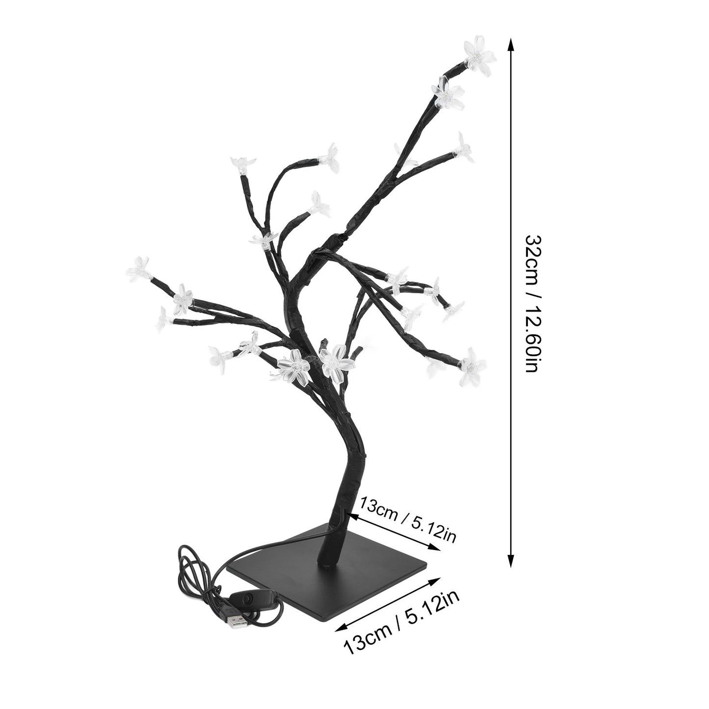 Cherry Blossoms Tree Lamp Plastic PVC Bonsai Light for Home Decoration USB Powered 24 LED V1294-YM0523-3119220025511