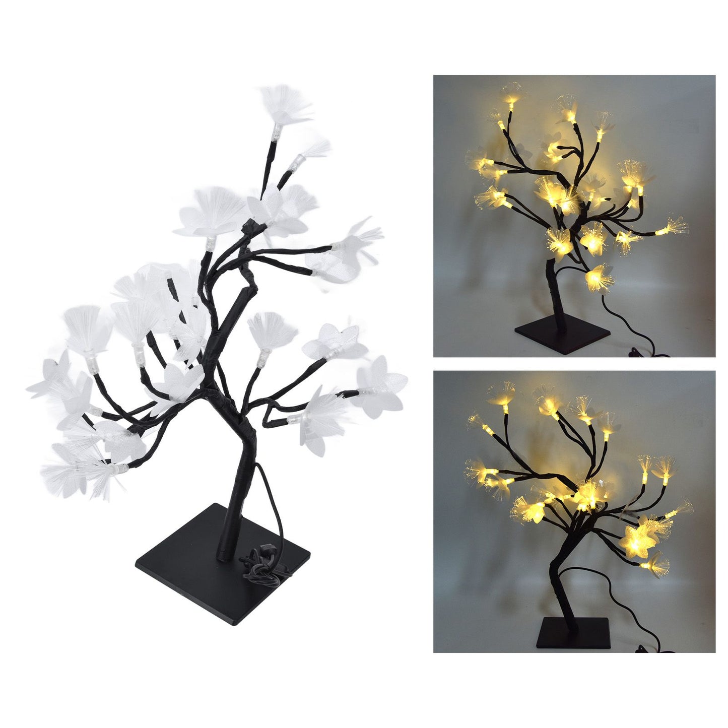 24LED Fiber Optic Tree Lamp USB Powered Simulation Flower Light for Household Decoration V1294-YM0523-3119220025611