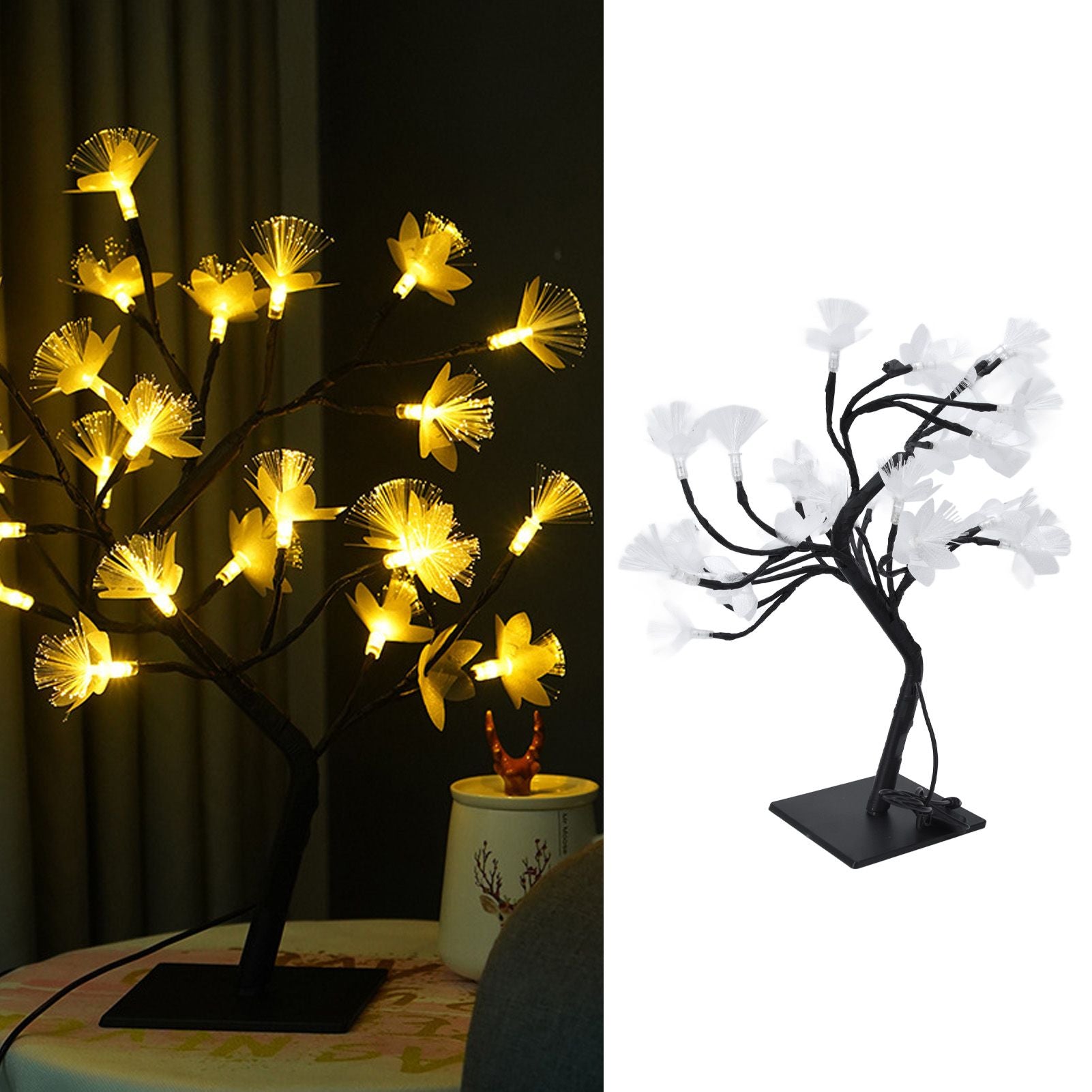 24LED Fiber Optic Tree Lamp USB Powered Simulation Flower Light for Household Decoration V1294-YM0523-3119220025611