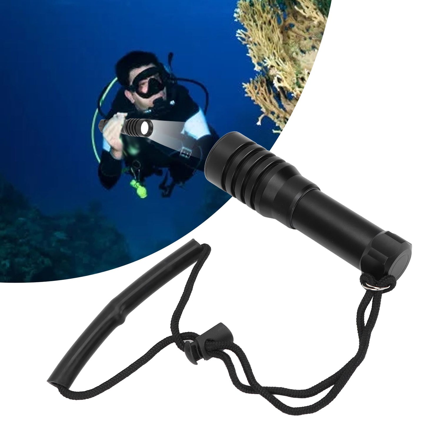 5000LM Diving Flashlight Underwater Diving Light 100m Depth Waterproof Torch for Night Fishing Canping V1294-YM0523-3119220026411