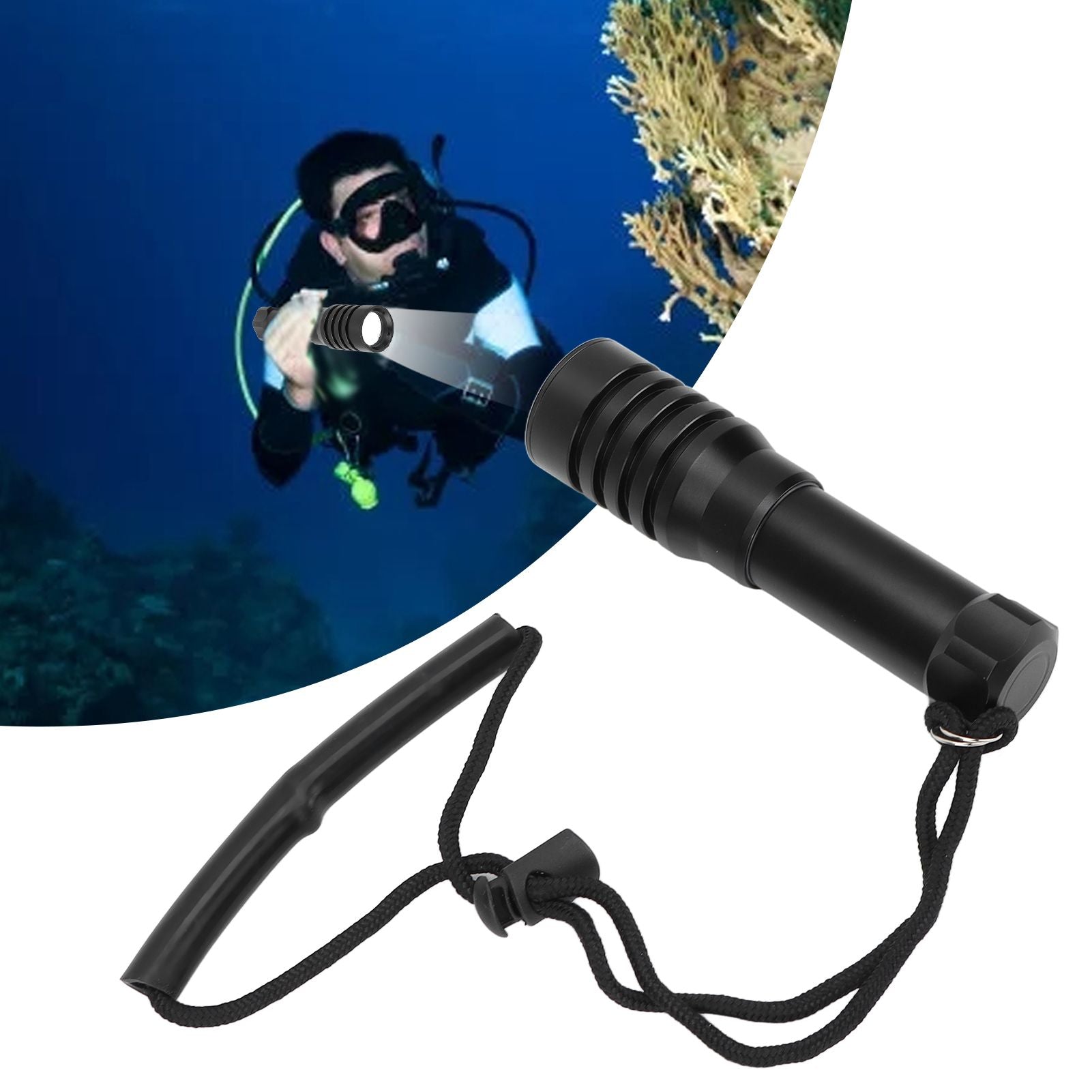 5000LM Diving Flashlight Underwater Diving Light 100m Depth Waterproof Torch for Night Fishing Canping V1294-YM0523-3119220026411
