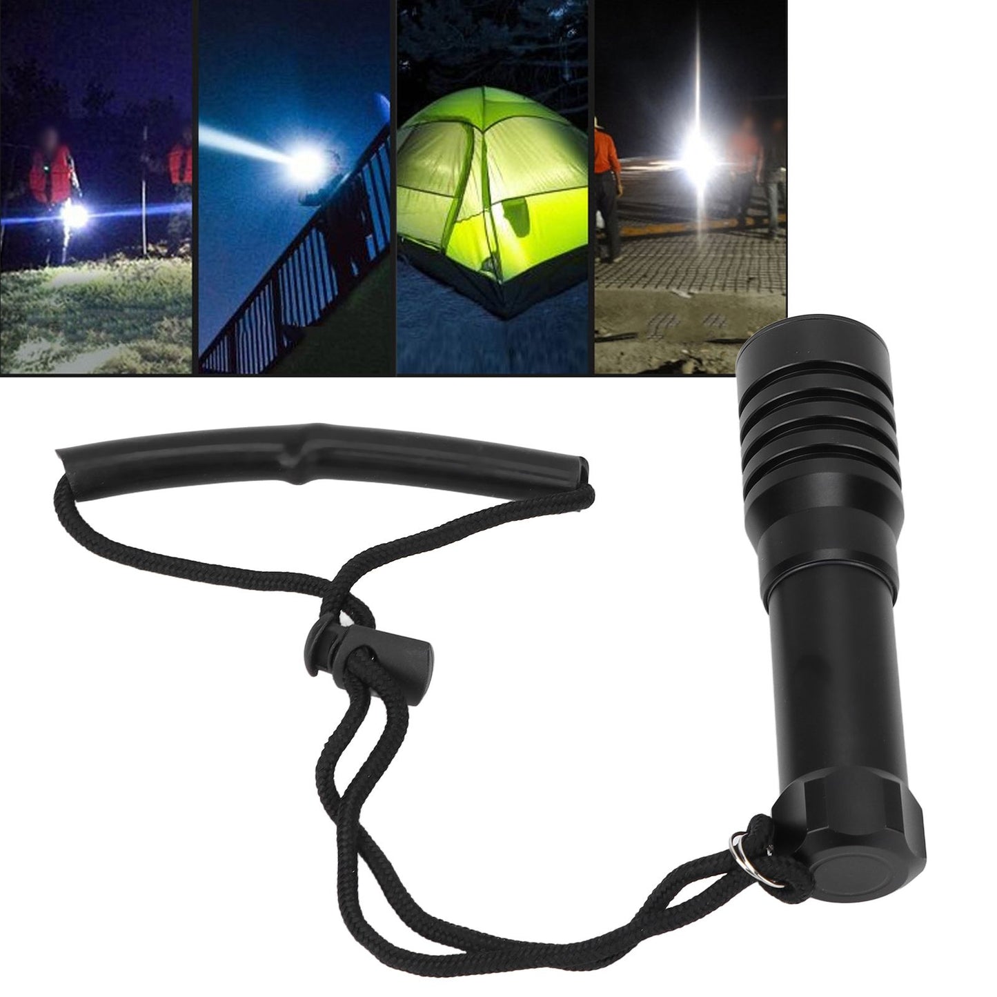5000LM Diving Flashlight Underwater Diving Light 100m Depth Waterproof Torch for Night Fishing Canping V1294-YM0523-3119220026411