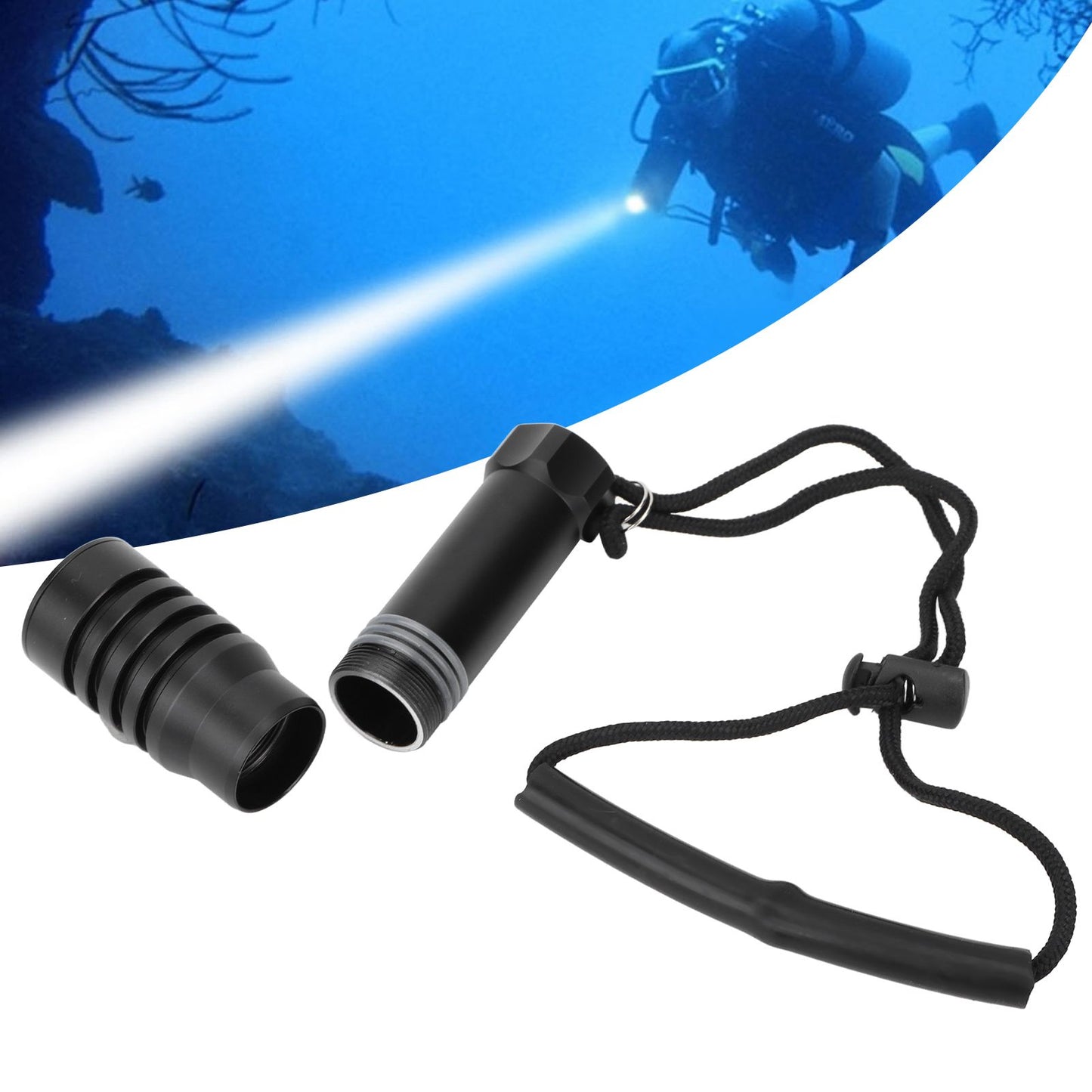 5000LM Diving Flashlight Underwater Diving Light 100m Depth Waterproof Torch for Night Fishing Canping V1294-YM0523-3119220026411