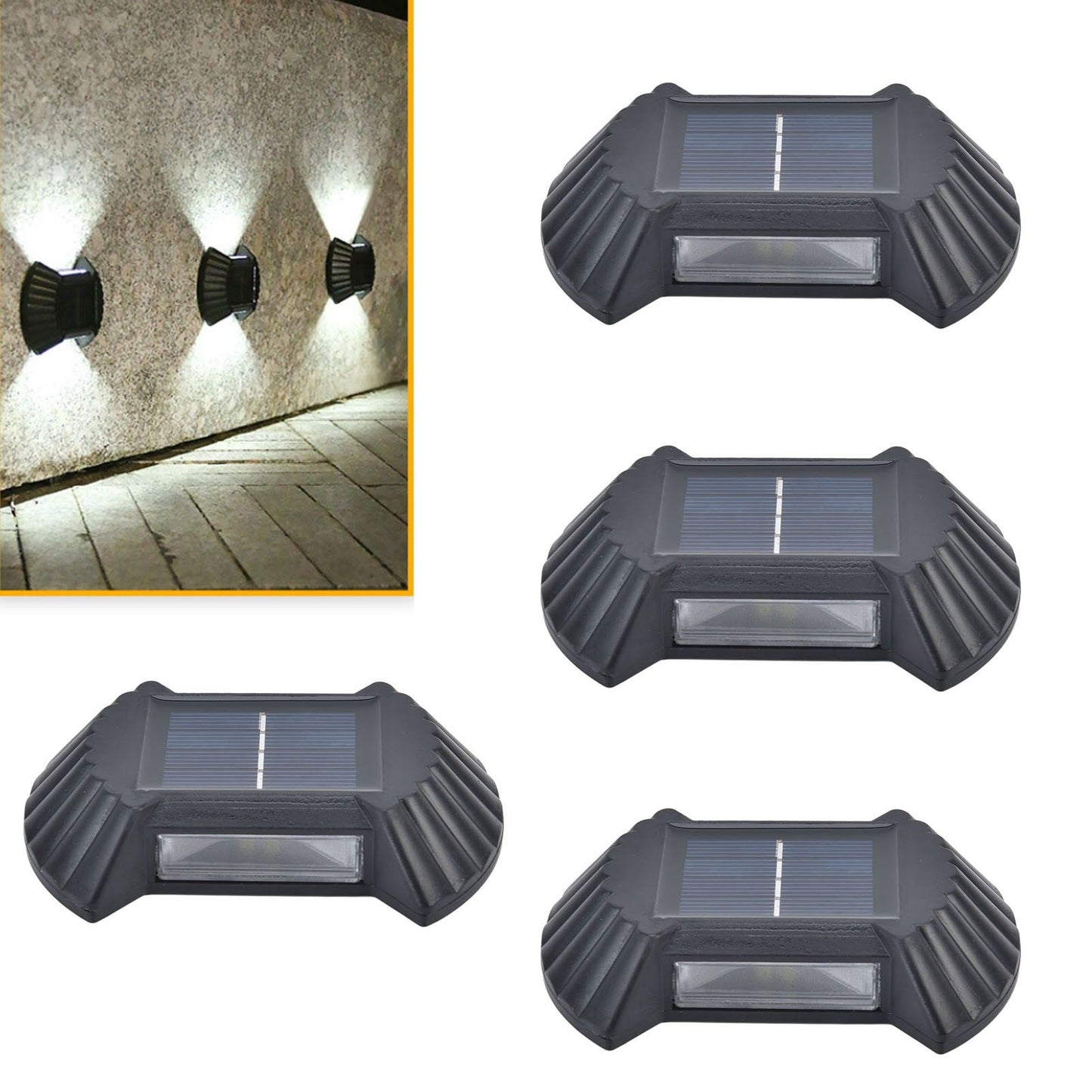 4 Sets Solar Wall Light Waterproof Multifunctional LED Solar Wall Light for Patio Yard Garden Outdoor V1294-YM0523-3119220027411