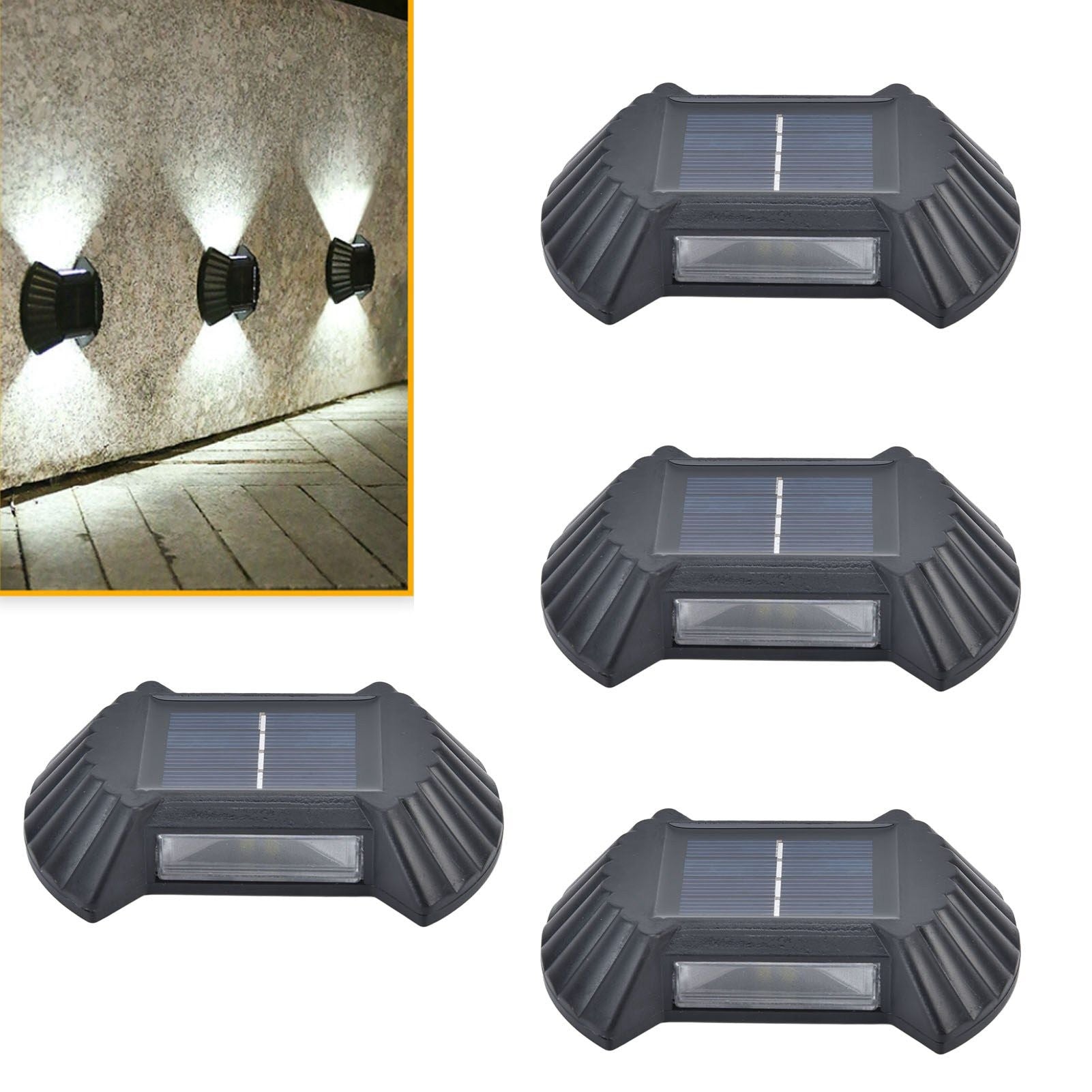 4 Sets Solar Wall Light Waterproof Multifunctional LED Solar Wall Light for Patio Yard Garden Outdoor V1294-YM0523-3119220027411