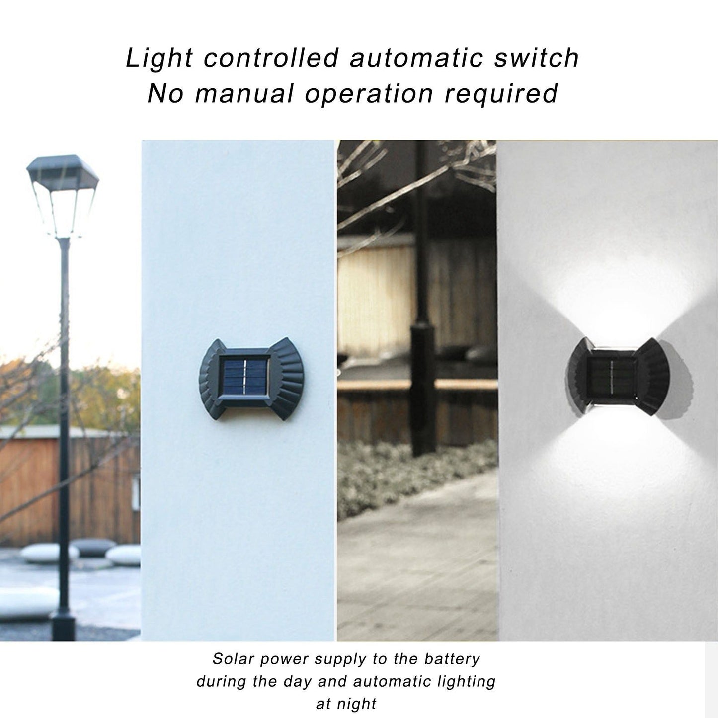 4 Sets Solar Wall Light Waterproof Multifunctional LED Solar Wall Light for Patio Yard Garden Outdoor V1294-YM0523-3119220027411