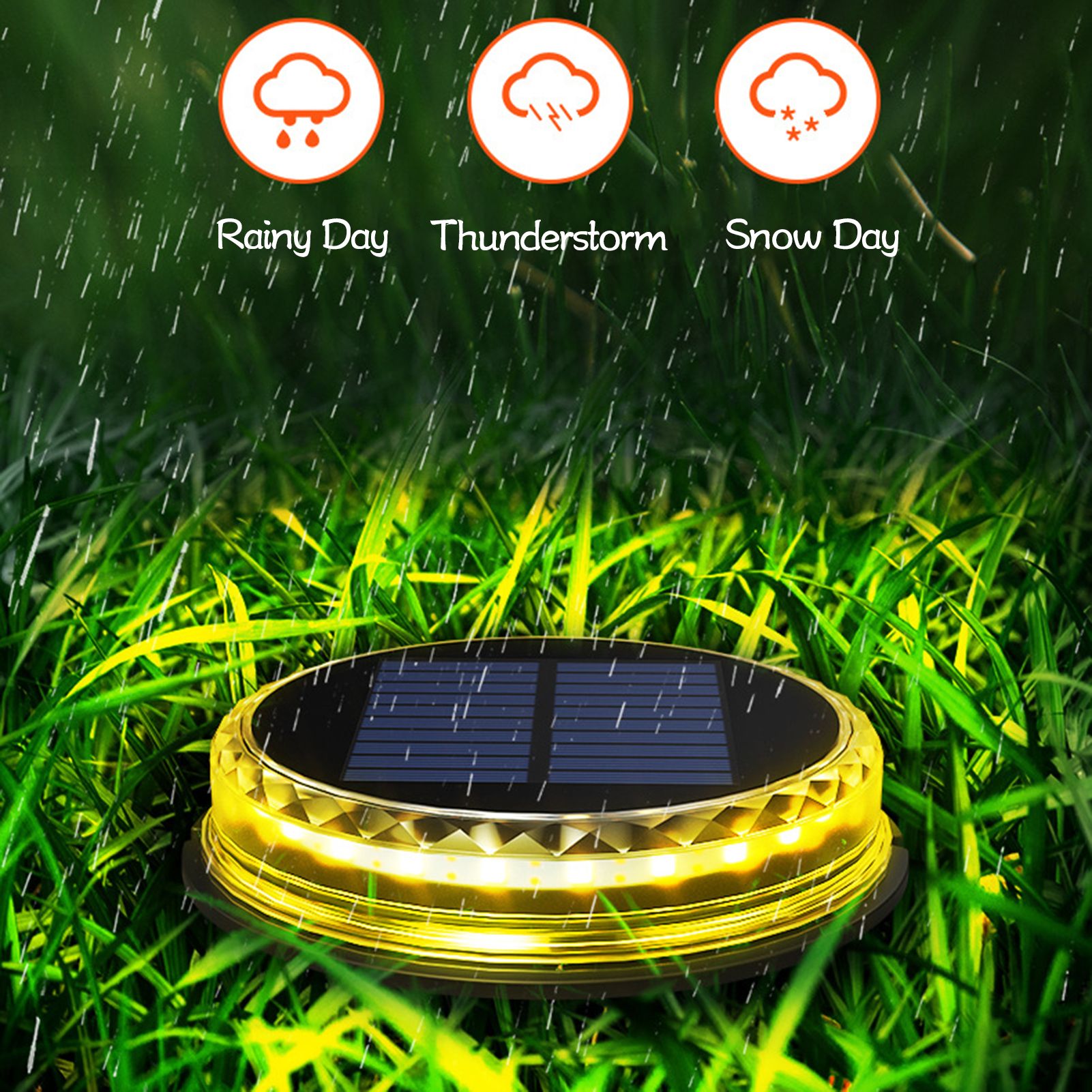 Solar Lawn Light IP65 Waterproof Solar Ground Light for Yard Deck Patio Pathway Walkway Warm Light V1294-YM0523-3119220027511