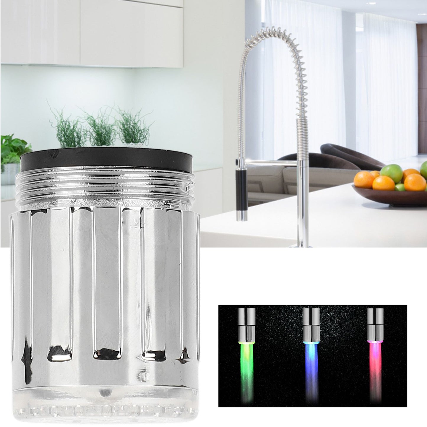 LED Water Faucet 3 Colors Changing RGB Temperature Control Multifunctional Kitchen Faucet for Kitchen Bathroom V1294-YM0523-3119220028111