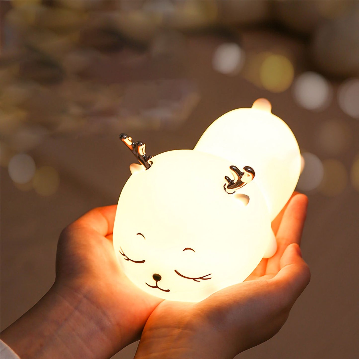 1.5W Silicone Night Light Cute Deer Shape Portable Children Lamp with Tap Control Smart Timing V1294-YM0523-3119220028511