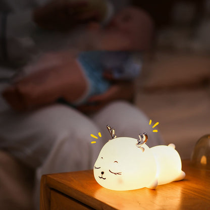 1.5W Silicone Night Light Cute Deer Shape Portable Children Lamp with Tap Control Smart Timing V1294-YM0523-3119220028511
