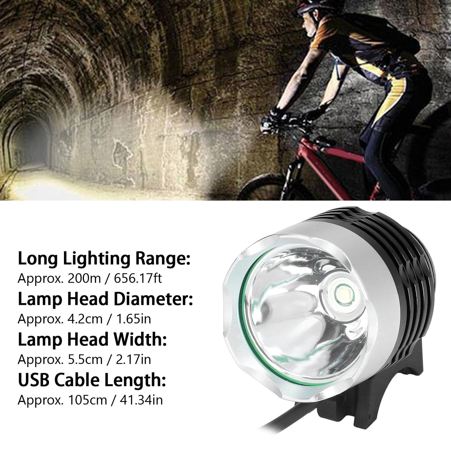 Bike Headlight LED Bicycle Front Head Light Super Bright USB Power Supply for Cycling V1294-YM0523-3119220028811