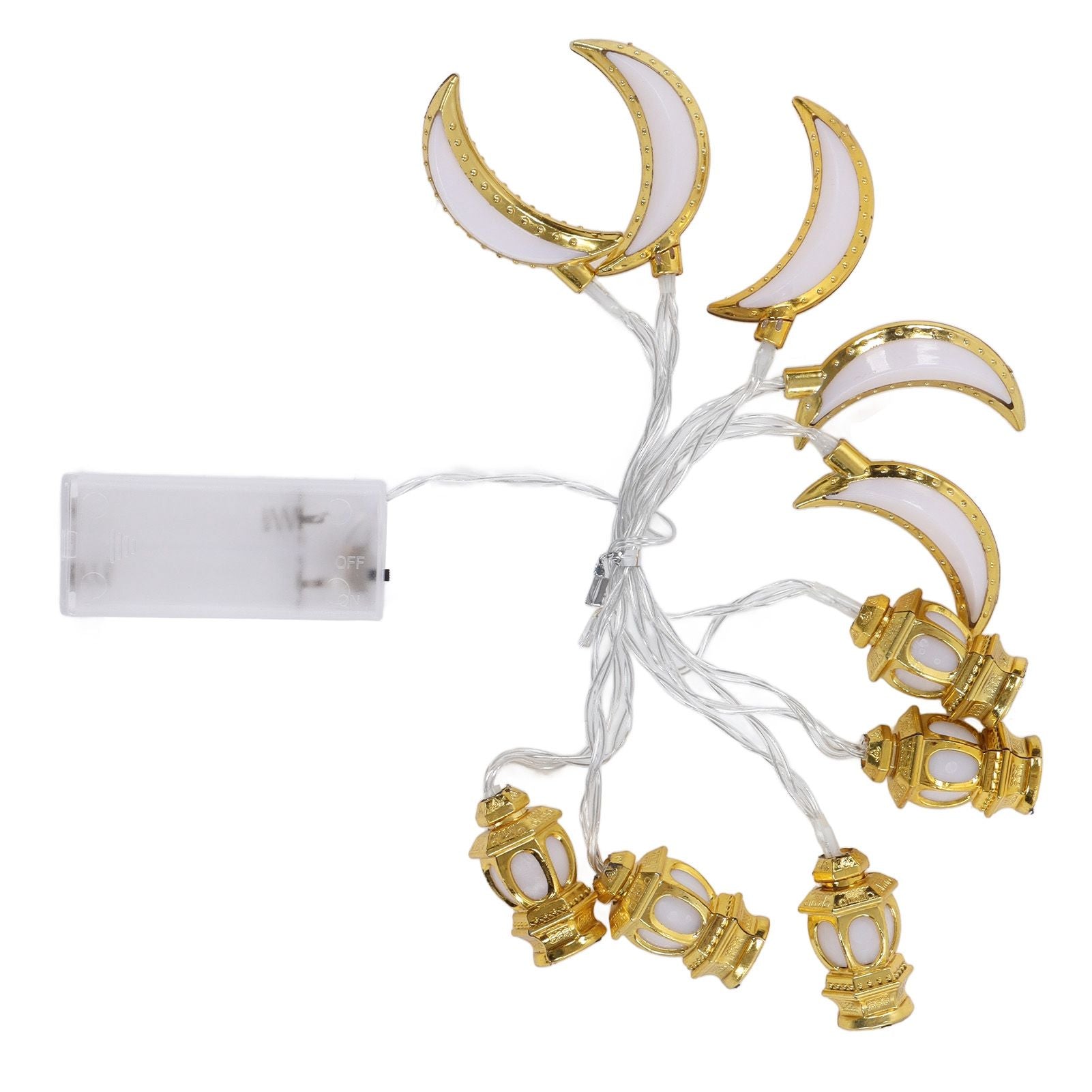 1.5M 10LED Ramadan Light Moon Shaped Festival String Light Decorative Lamp for Party Bedroom Birthday V1294-YM0523-3119220029511