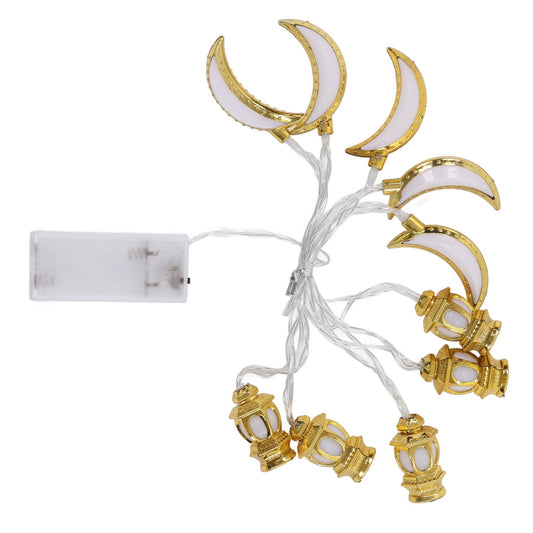 1.5M 10LED Ramadan Light Moon Shaped Festival String Light Decorative Lamp for Party Bedroom Birthday V1294-YM0523-3119220029511