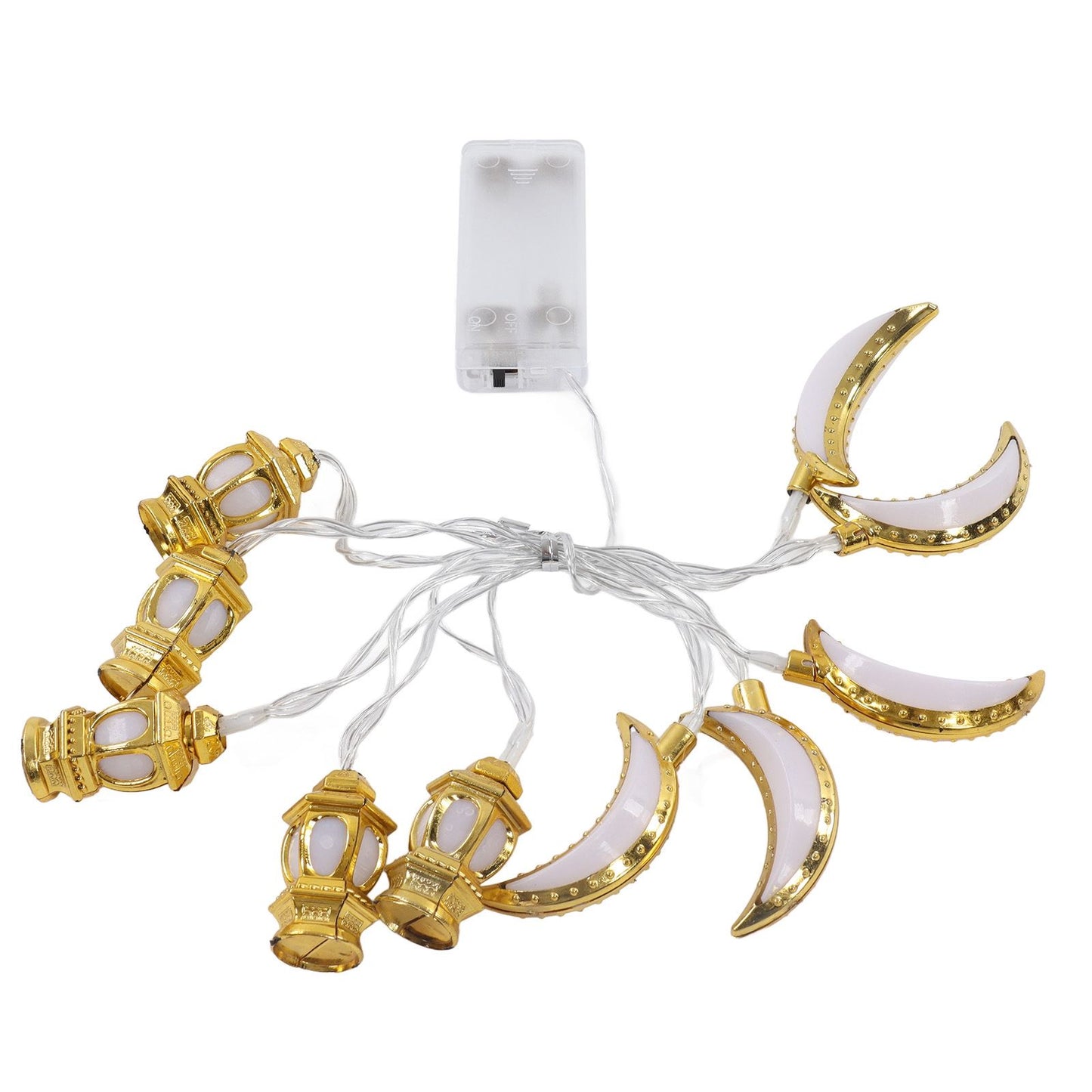 1.5M 10LED Ramadan Light Moon Shaped Festival String Light Decorative Lamp for Party Bedroom Birthday V1294-YM0523-3119220029511