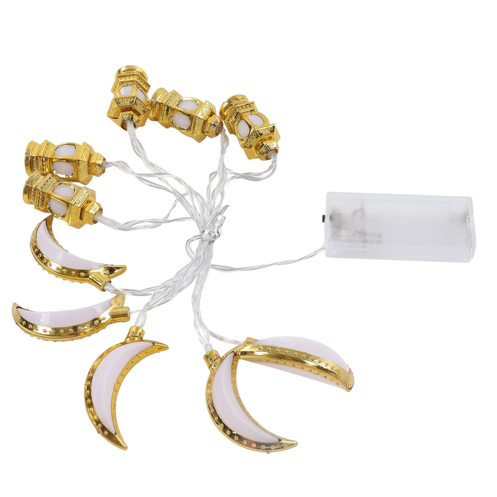 1.5M 10LED Ramadan Light Moon Shaped Festival String Light Decorative Lamp for Party Bedroom Birthday V1294-YM0523-3119220029511