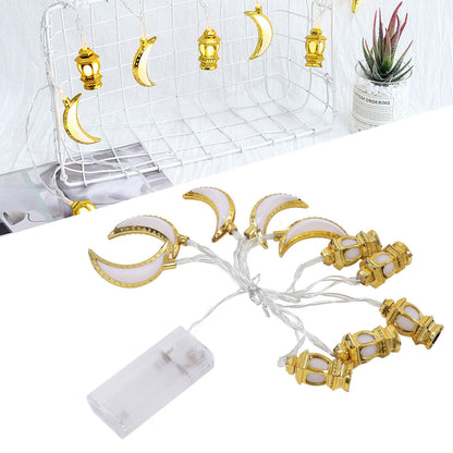 1.5M 10LED Ramadan Light Moon Shaped Festival String Light Decorative Lamp for Party Bedroom Birthday V1294-YM0523-3119220029511