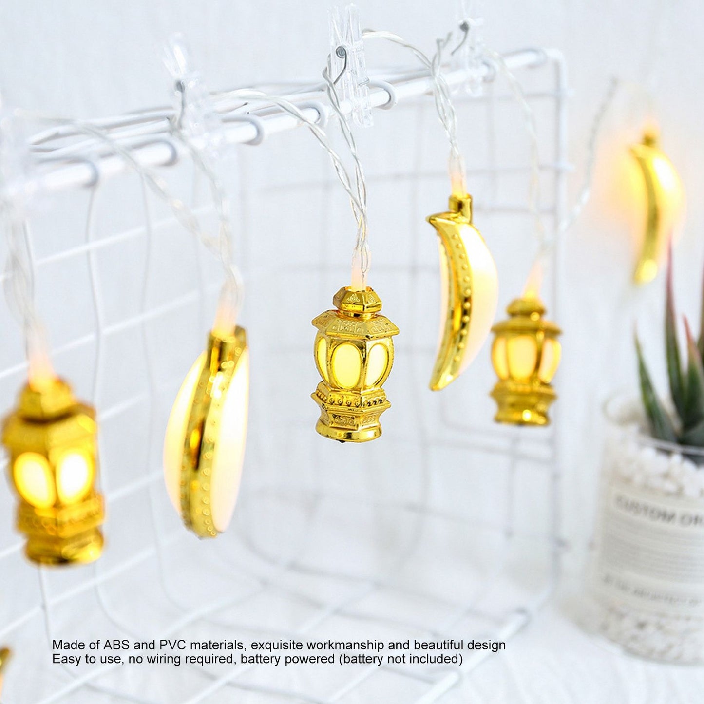 1.5M 10LED Ramadan Light Moon Shaped Festival String Light Decorative Lamp for Party Bedroom Birthday V1294-YM0523-3119220029511