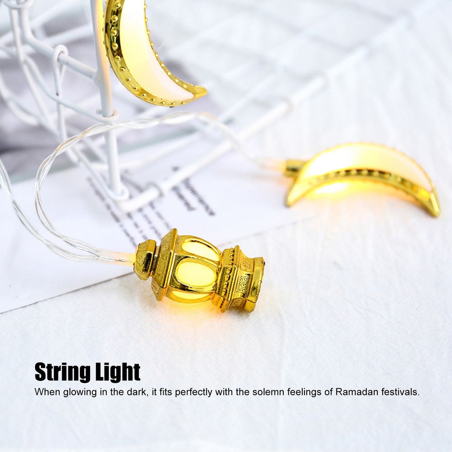 1.5M 10LED Ramadan Light Moon Shaped Festival String Light Decorative Lamp for Party Bedroom Birthday V1294-YM0523-3119220029511