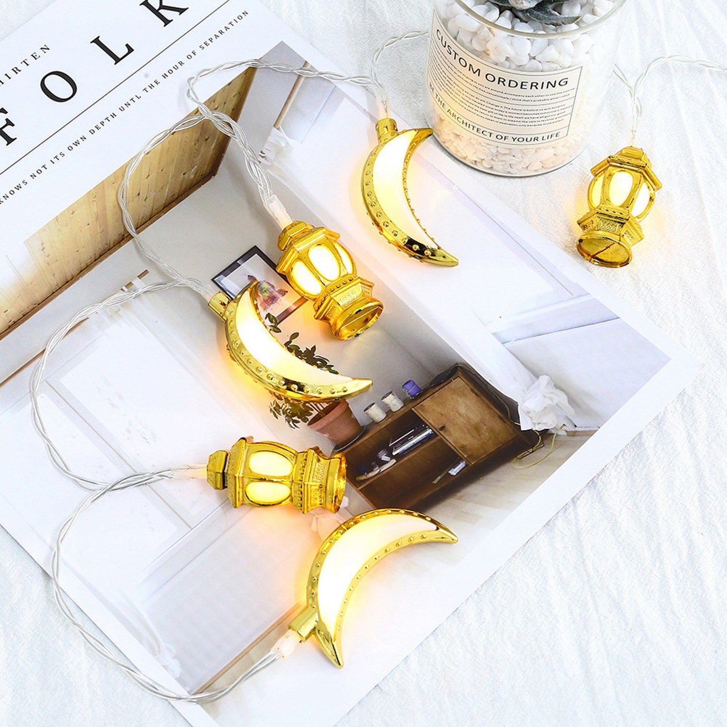 1.5M 10LED Ramadan Light Moon Shaped Festival String Light Decorative Lamp for Party Bedroom Birthday V1294-YM0523-3119220029511