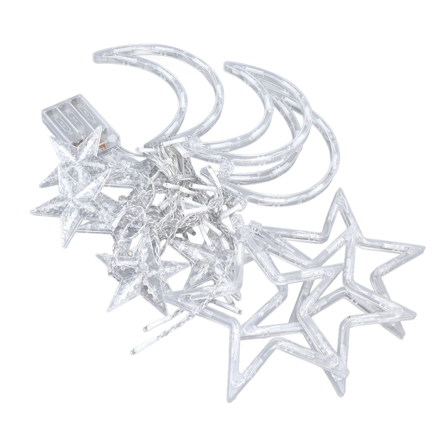 Star Moon Curtain String Lights Romantic Ambience Battery Powered 126 LED Ramadan Curtain Lights for Weddings V1294-YM0523-3119220030611