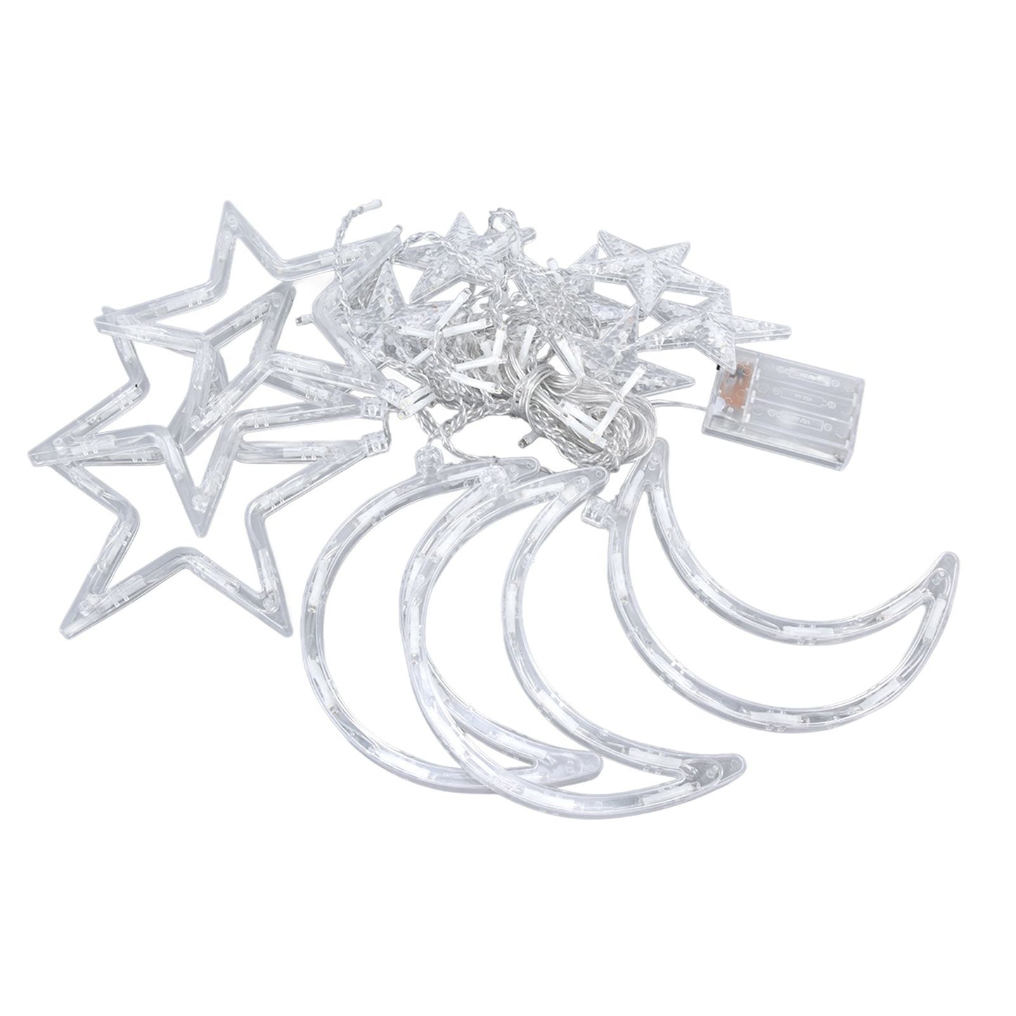 Star Moon Curtain String Lights Romantic Ambience Battery Powered 126 LED Ramadan Curtain Lights for Weddings V1294-YM0523-3119220030611