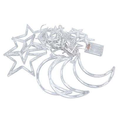 Star Moon Curtain String Lights Romantic Ambience Battery Powered 126 LED Ramadan Curtain Lights for Weddings V1294-YM0523-3119220030611