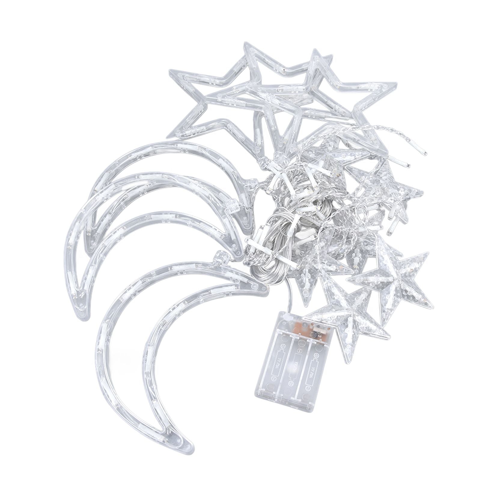 Star Moon Curtain String Lights Romantic Ambience Battery Powered 126 LED Ramadan Curtain Lights for Weddings V1294-YM0523-3119220030611